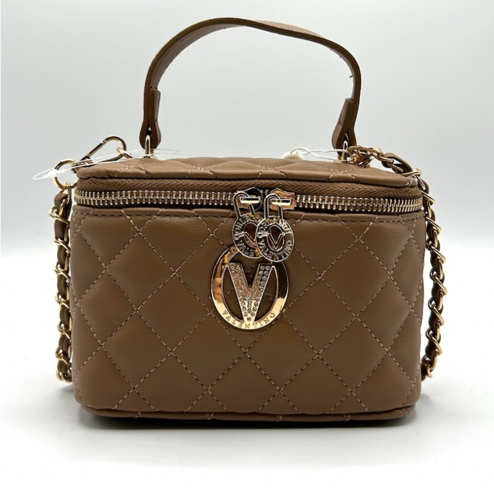 Valentino Orlandi Taupe Handle Vanity Box Bag with Chain Strap NWT